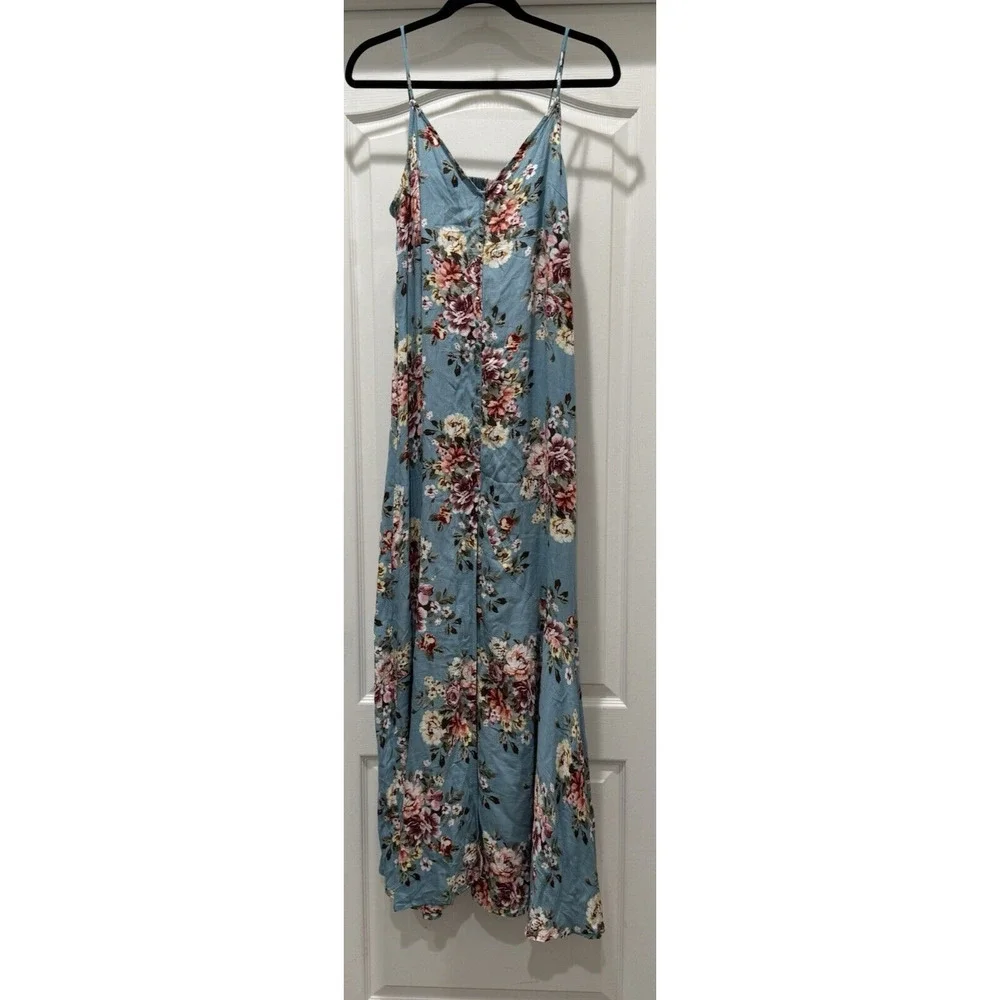 Sadie & Sage Dress Teal Floral Dress - Size M - See Pics/Missing Buttons - Picture 2 of 11